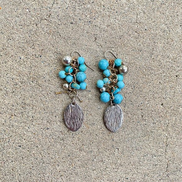 Dangling Turquoise Beaded Earrings - Picture 6 of 7